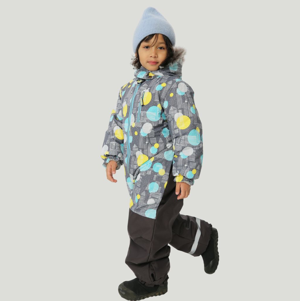 Зимний комбинезон для детей с лямками, MATTY 2210 Серый-жёлтый - Caimano фото 4