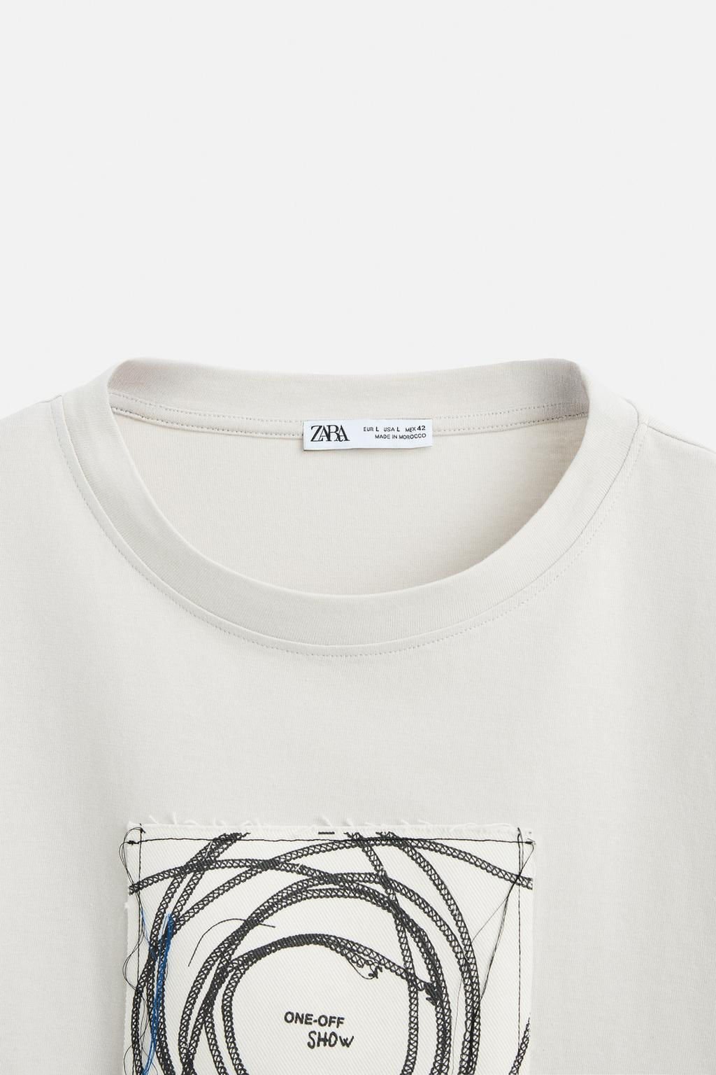 T-SHIRT WITH CONTRAST PATCH - Zara фото 8