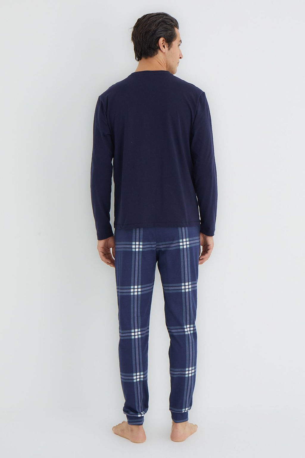 TRENDYOL MAN Lacivert Regular Fit Ekose Orme Pijama Tak?m? TMNAW25PT00061 - Trendyolmilla фото 5