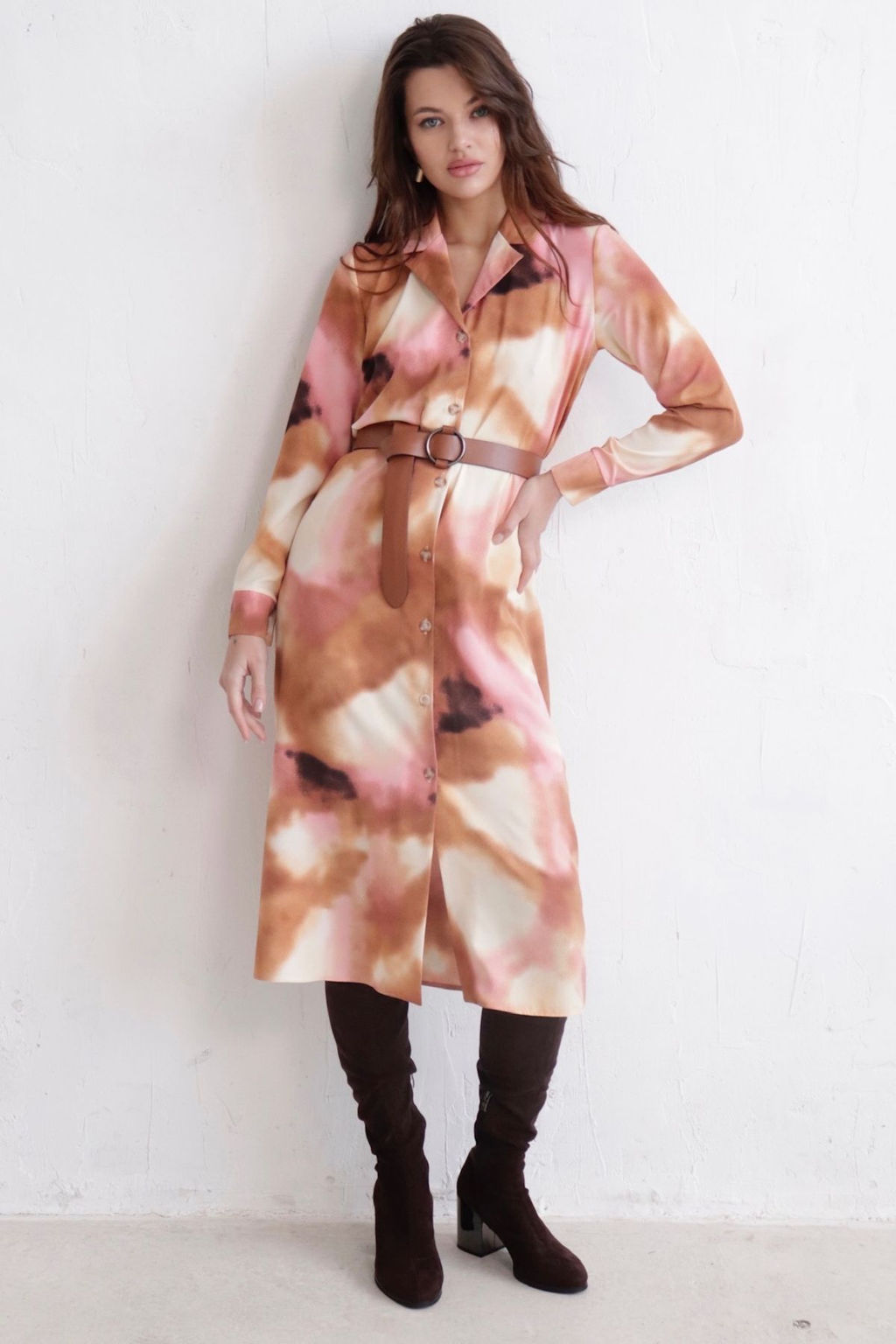 Платье-рубашка с английским воротником принт - Martichelli фото 267