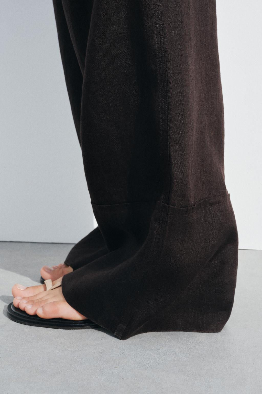 ZW COLLECTION 100% LINEN PALAZZO TROUSERS - Zara фото 14