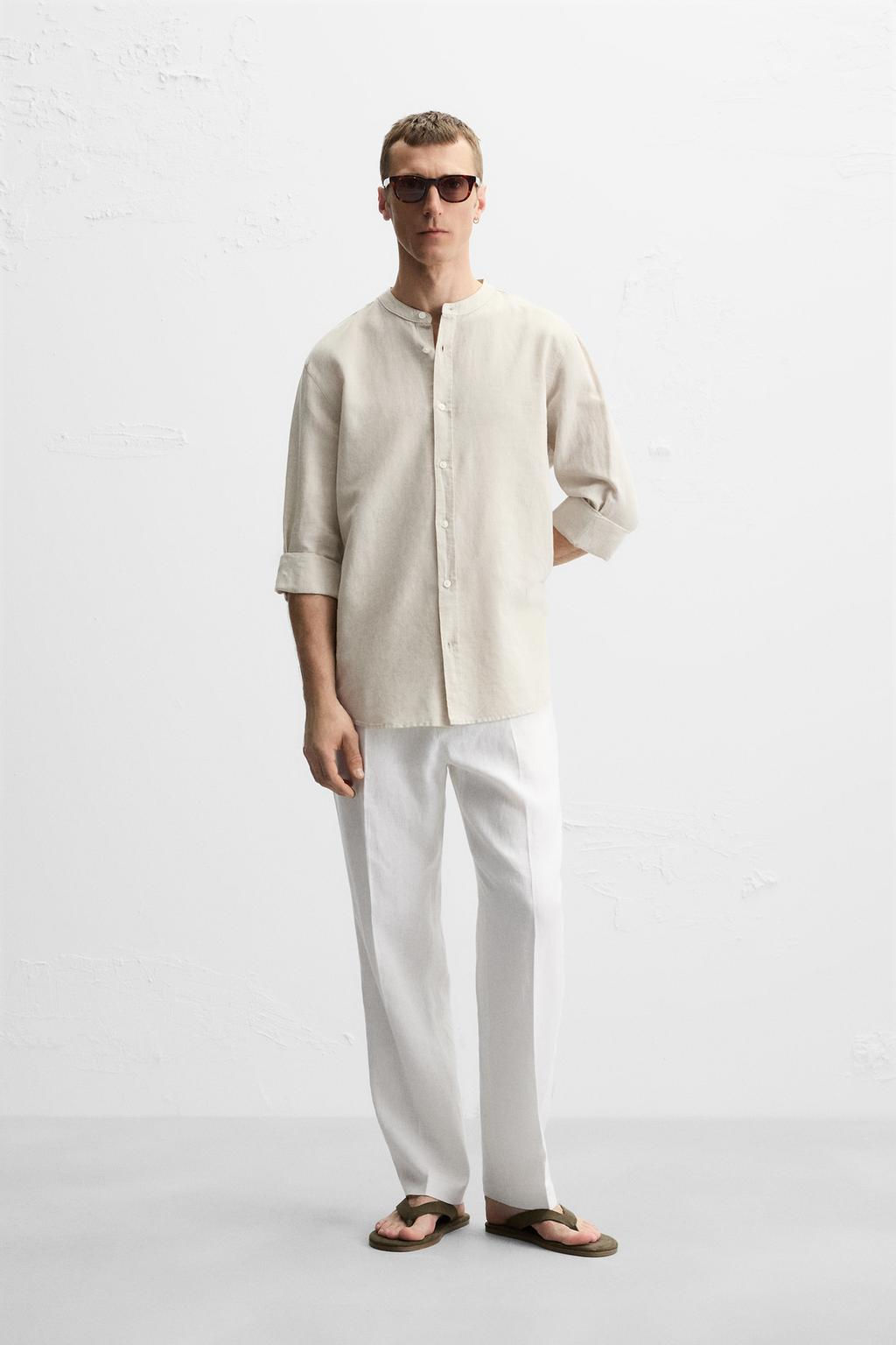 100% LINEN PLEATED TROUSERS - Zara фото 2