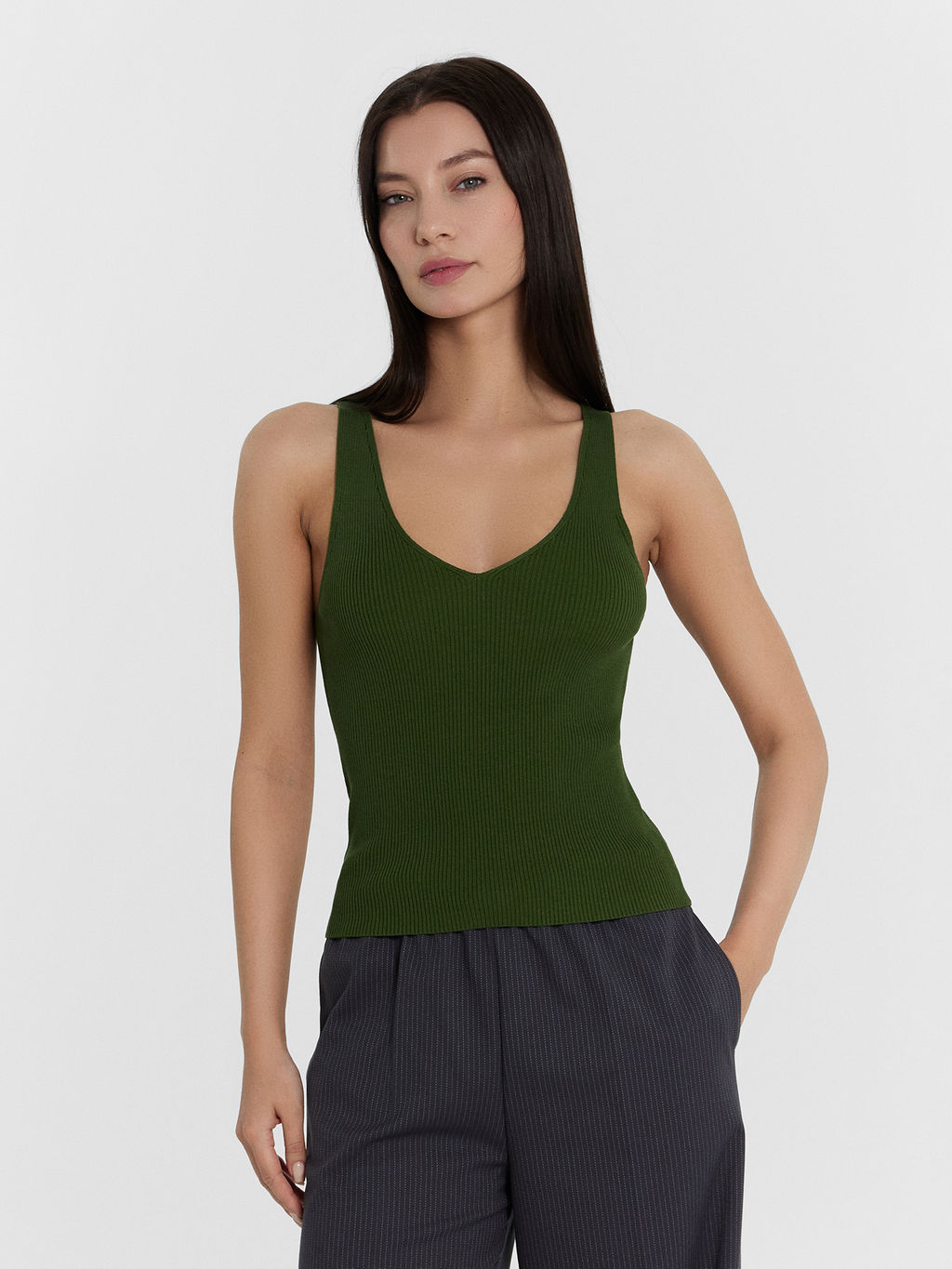 Топ женский зеленый в рубчик зеленый сок 112956 - Mark formelle фото 2