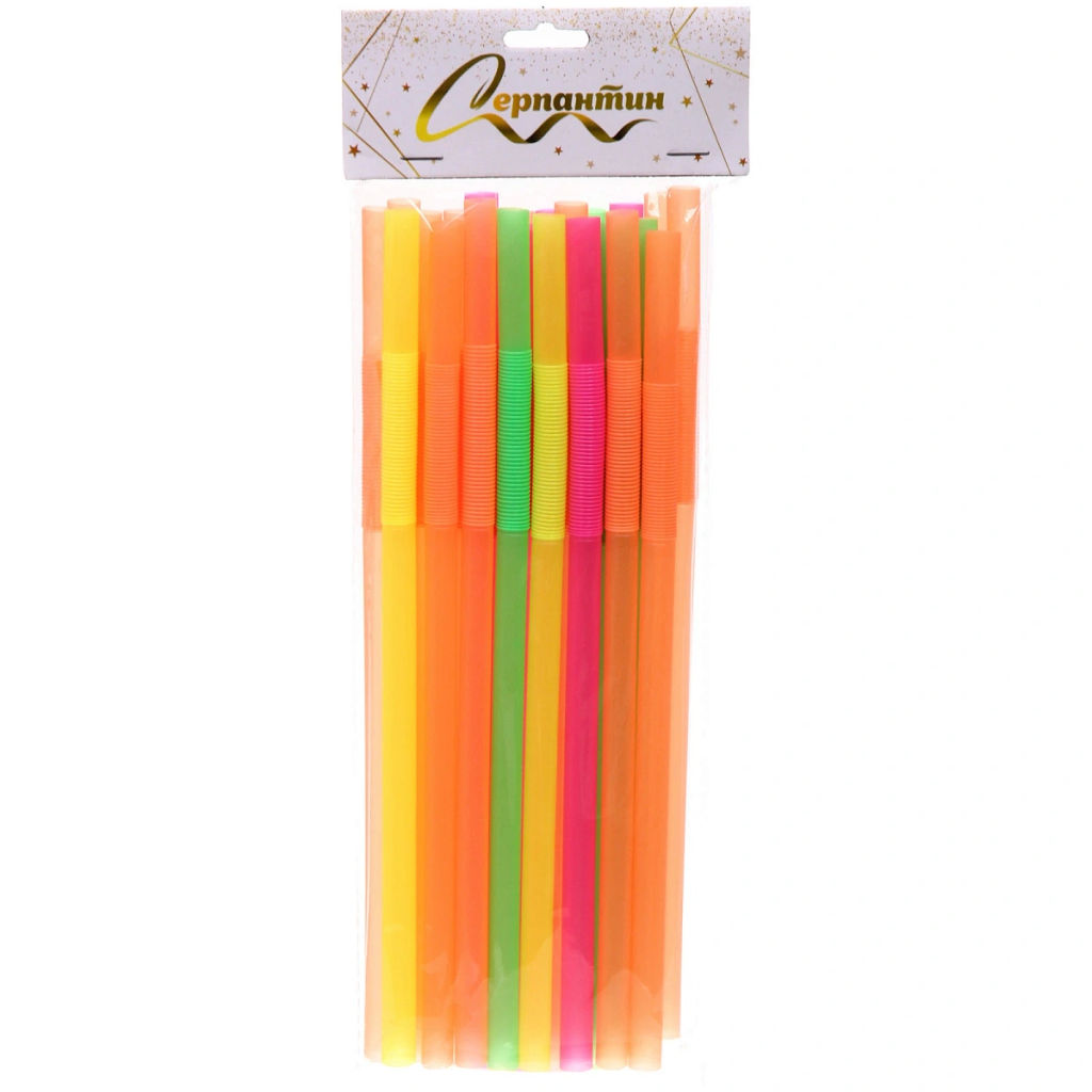 Цена за 4 шт. Трубочка для коктейля 10*260мм в наборе 25 шт цветная