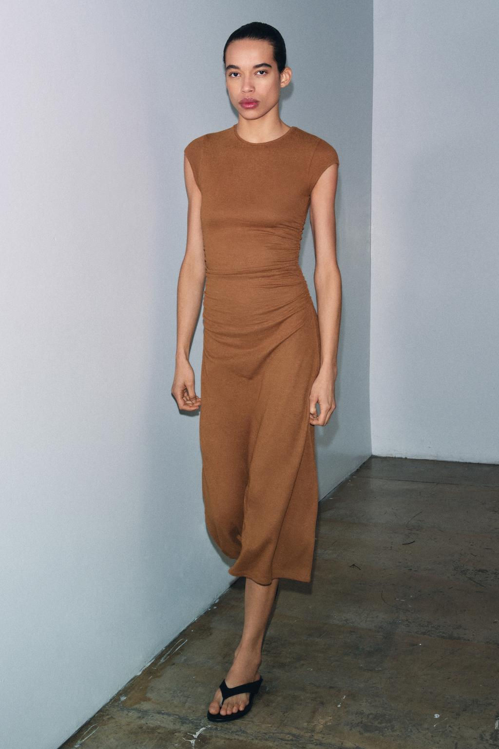 VESTIDO MIDI DRAPEADO / Arena - Zara фото 15