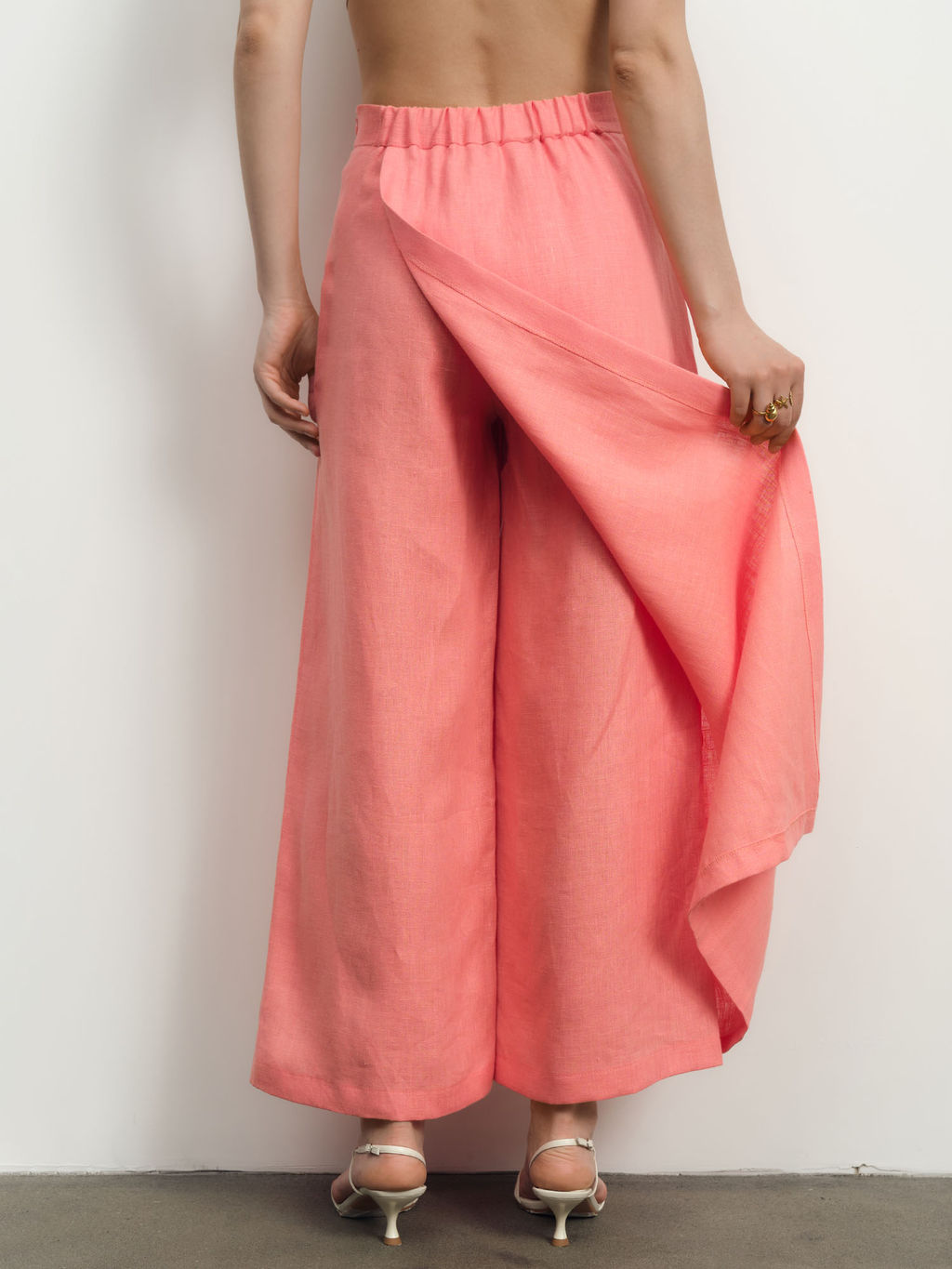 Юбка-брюки льняная 10990 коралловая