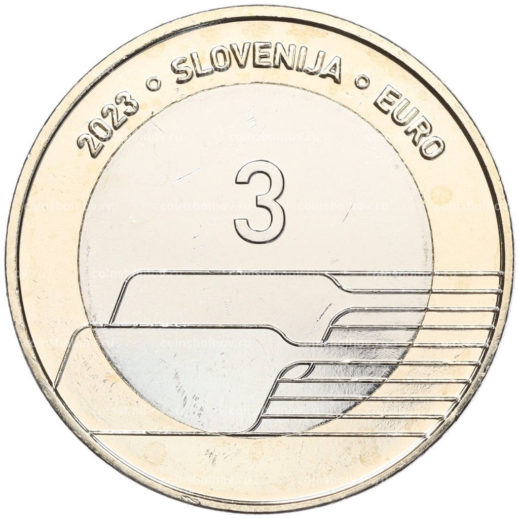 Монета 3 евро 2023 года Словения День словенского спорта