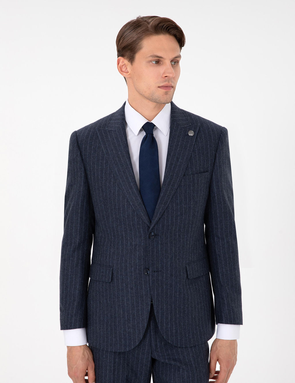 _ndigo Slim Fit _izgili Y_n Kar___ml_ Tak_m Elbise