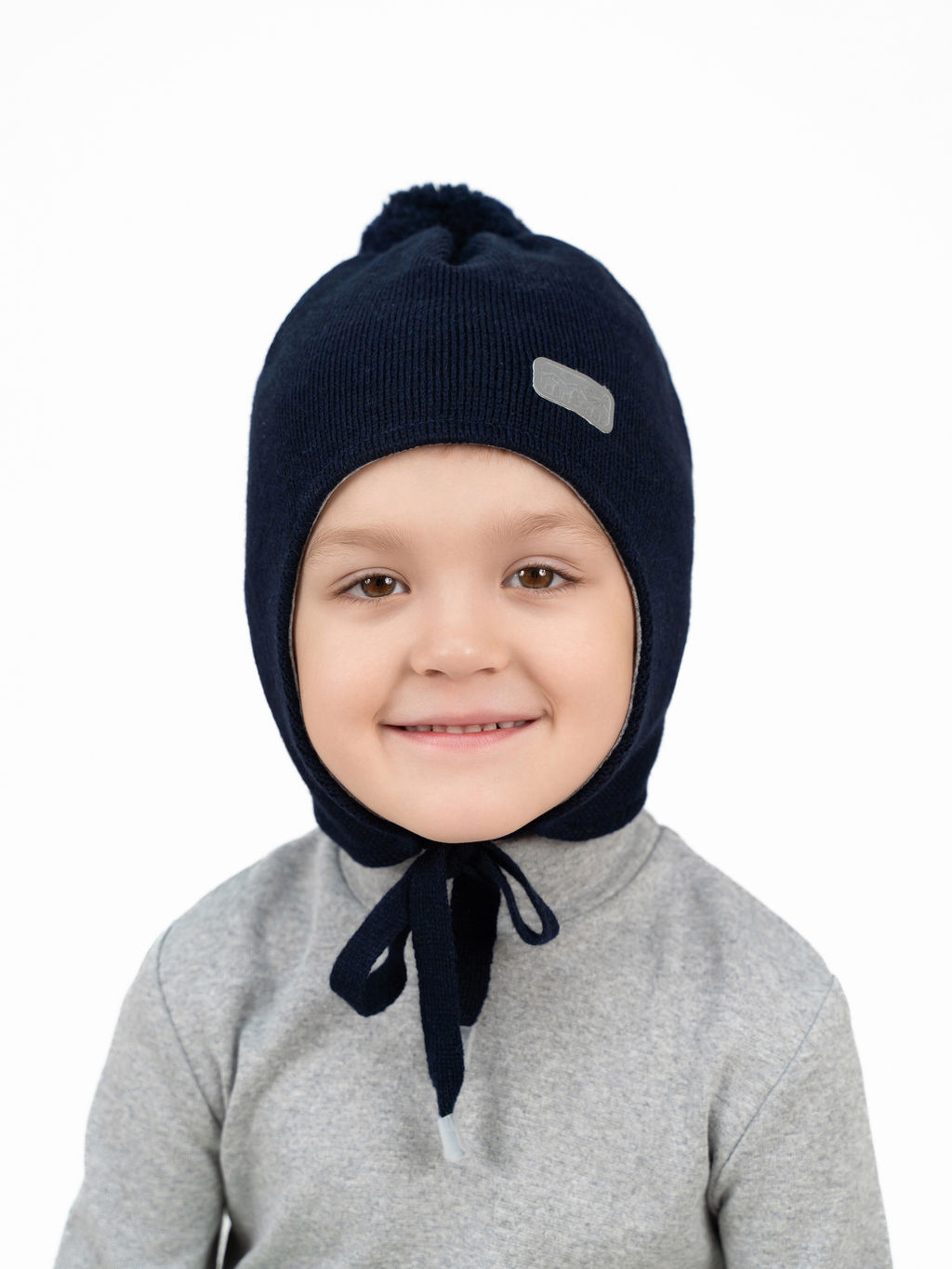 Шапка вязаная темно-синяя Ш-108 (48-50)