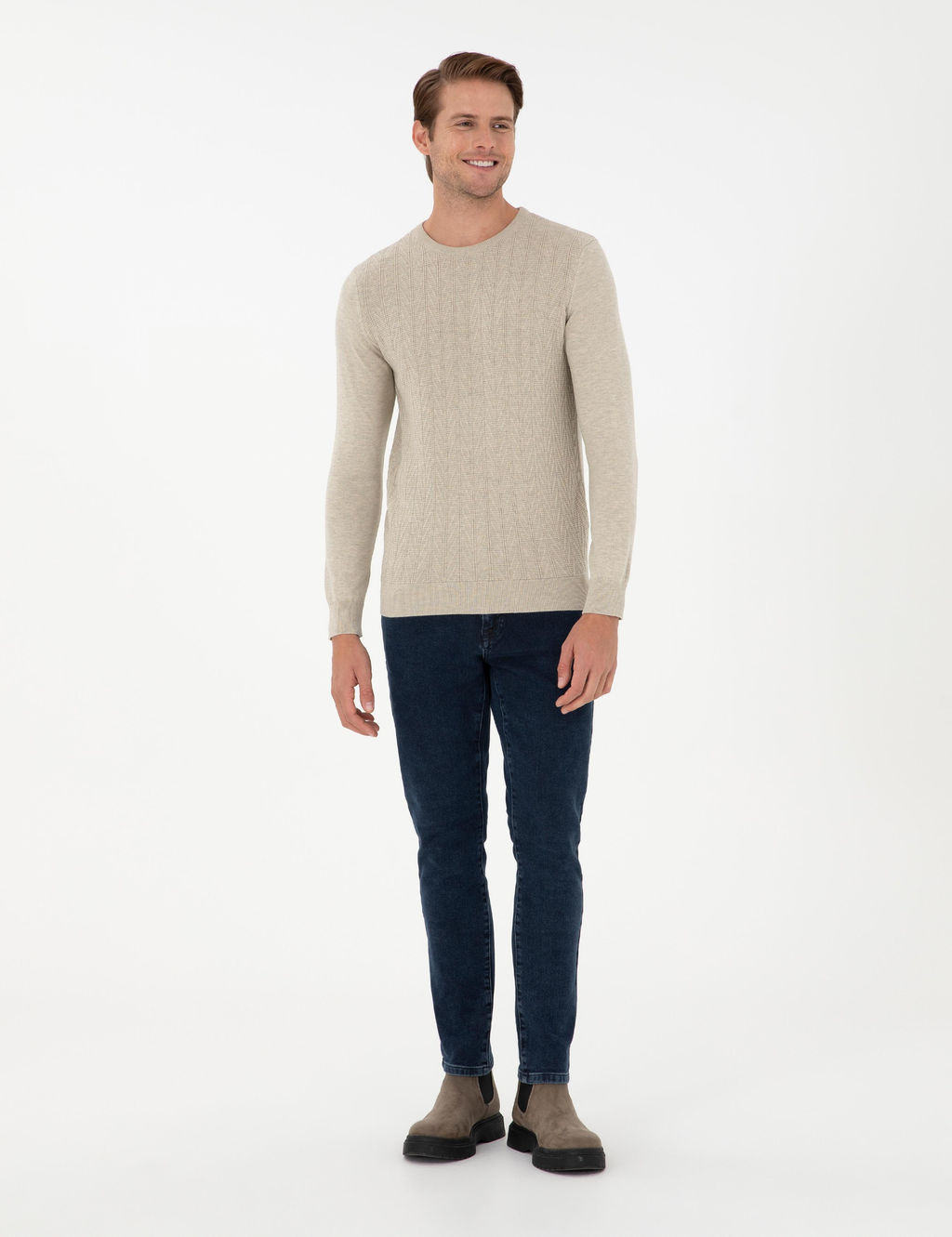 Kum Melanj Slim Fit Bisiklet Yaka Triko Kazak - Pierre cardin фото 4