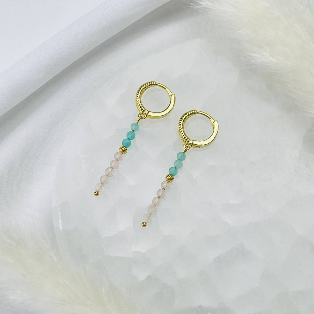 Серьги из Амазонита и Розового кварца