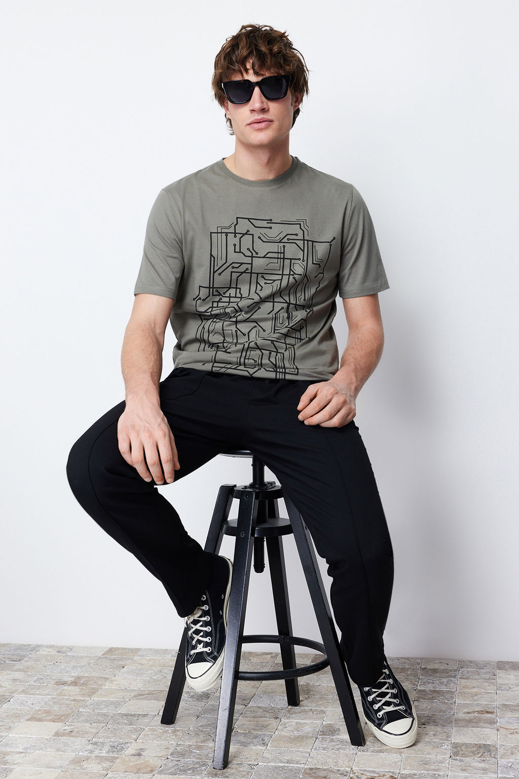 Trendyolmilla Man Haki Slim/Dar Kesim Bask?l? %100 Pamuklu Bask?l? T-Shirt TMNSS20TS0088  фото 3