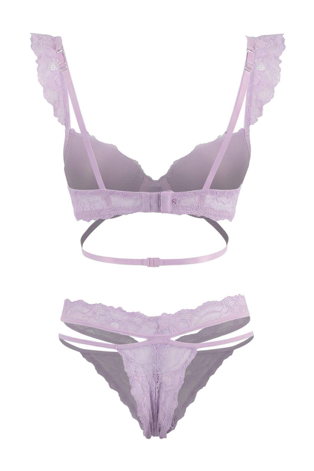 Lila Dantel Capraz Baglama Sabit Kapl? Ic Camas?r? Tak?m? THMSS26CC00012