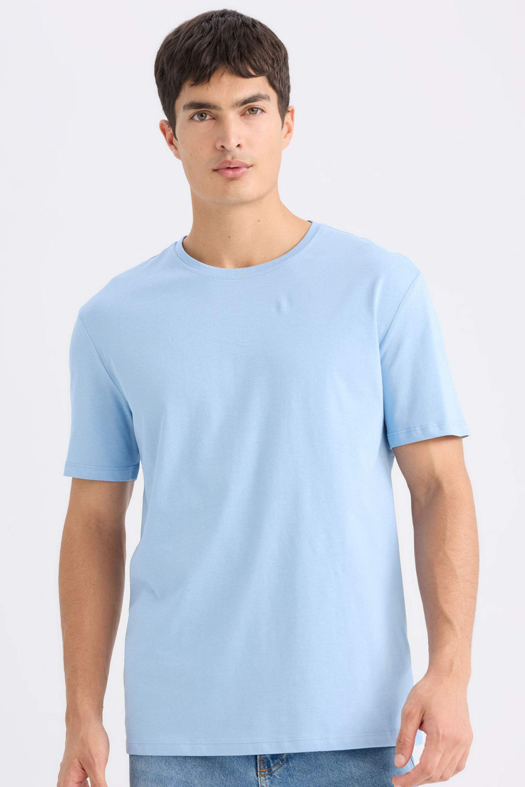 New Regular Fit Bisiklet Yaka Basic Duz K?sa Kollu Tisort - Defacto фото 3