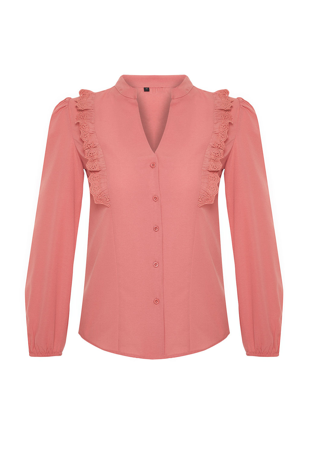 TRENDYOLMILLA Bej Dantelli Pamuklu Regular Normal Kal?p Dokuma Gomlek TWOSS20GO0044 фото 7