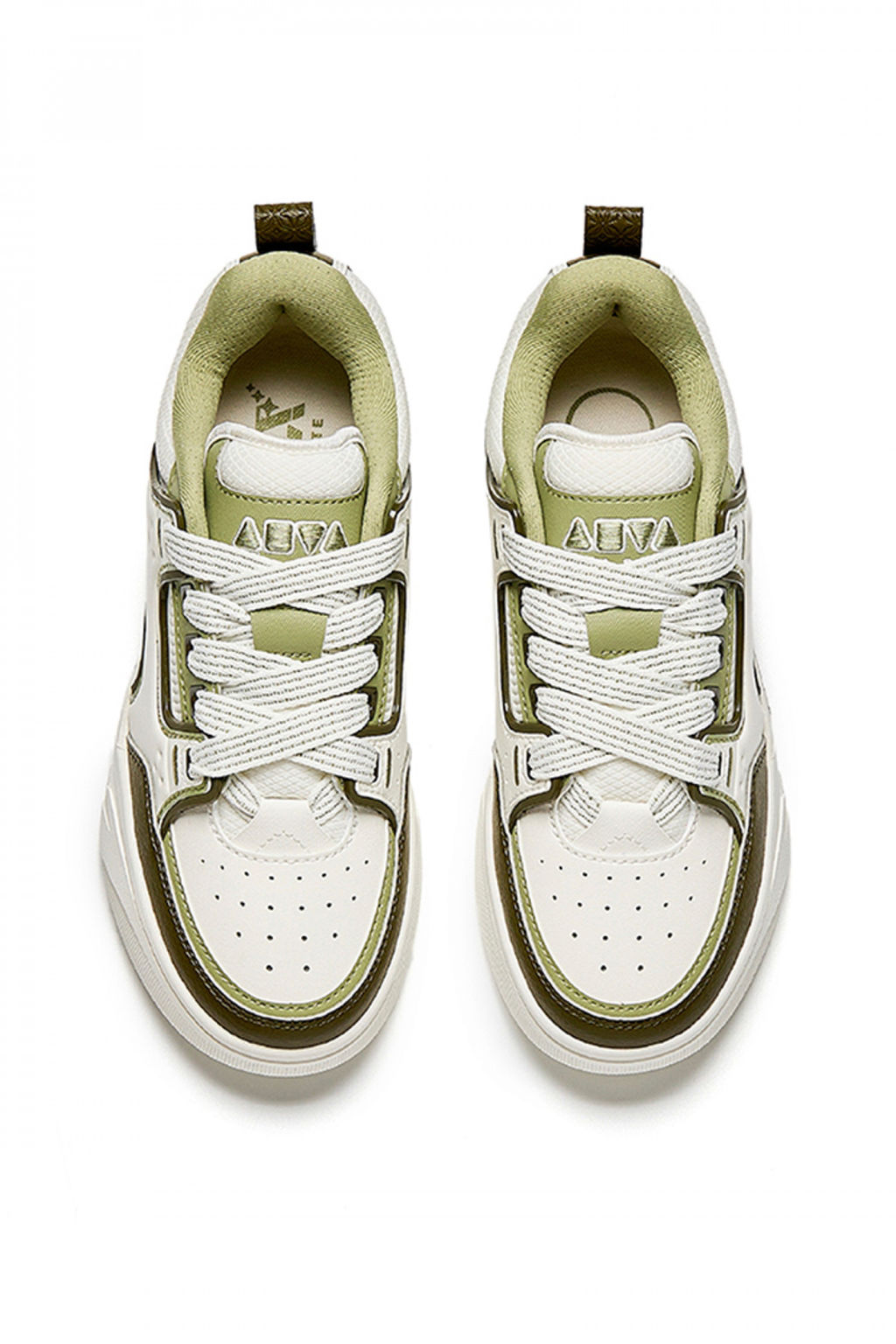 Кеды Мелово-белый/Зеленый/Коричневый AOJIE