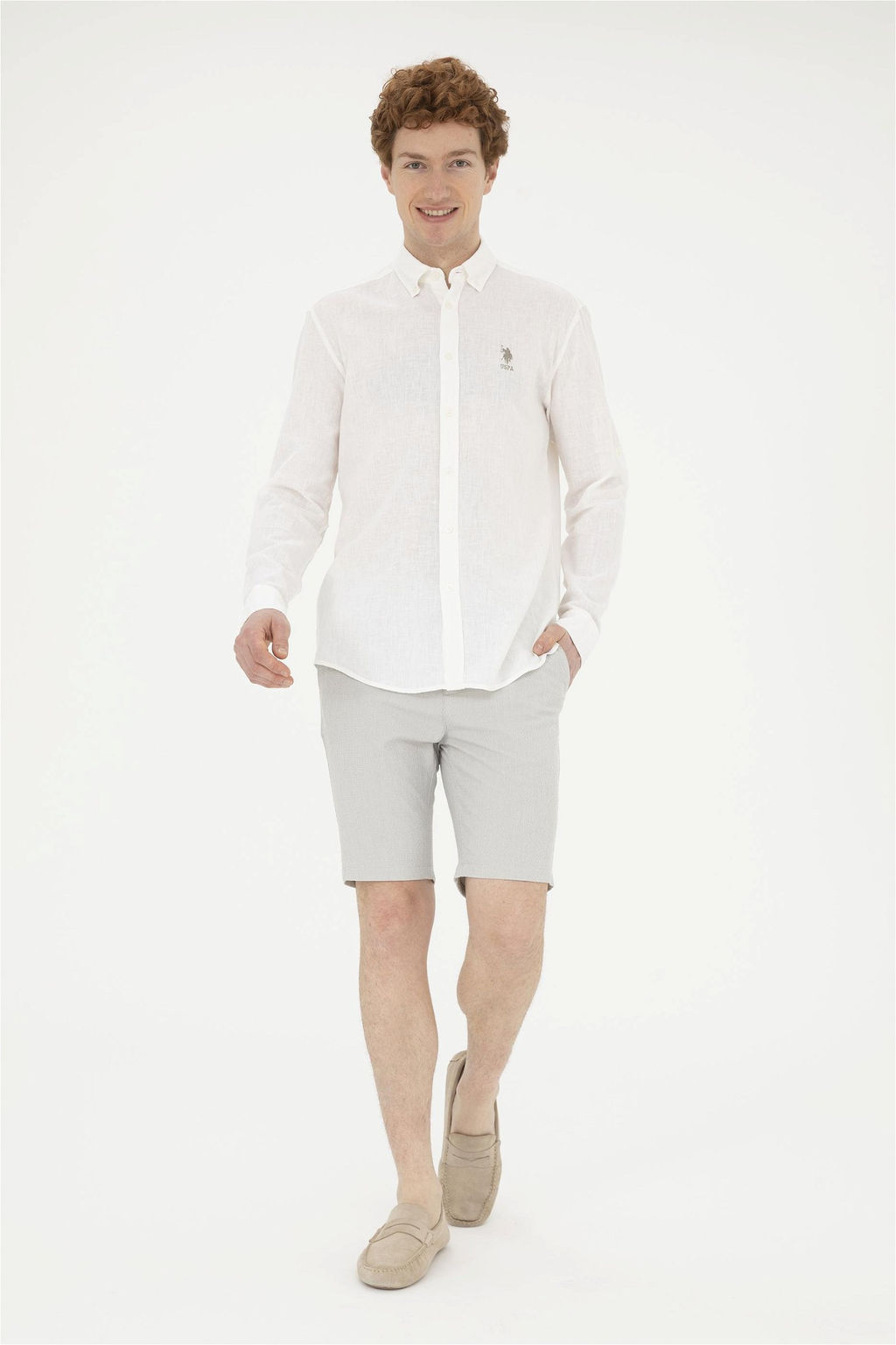 Мужская рубашка цвета хаки с длинным рукавом - U.s. polo assn фото 4