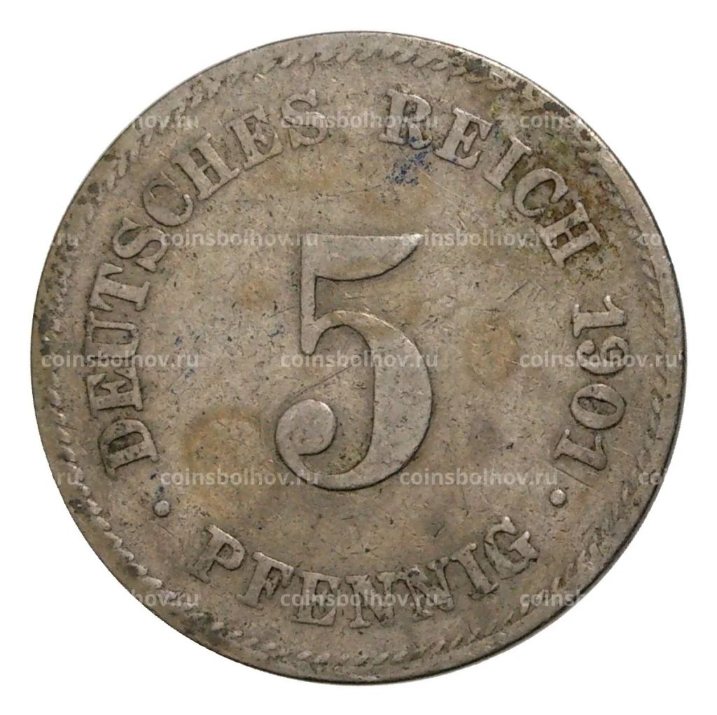 5 пфеннигов 1901 года J Германия