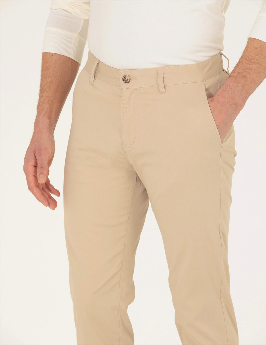 Bej Regular Fit Kanvas Pantolon - Pierre cardin фото 5