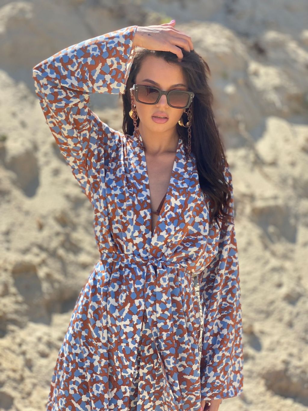 6885 Костюм из кимоно и шорт коричнево-голубой - Martichelli фото 20