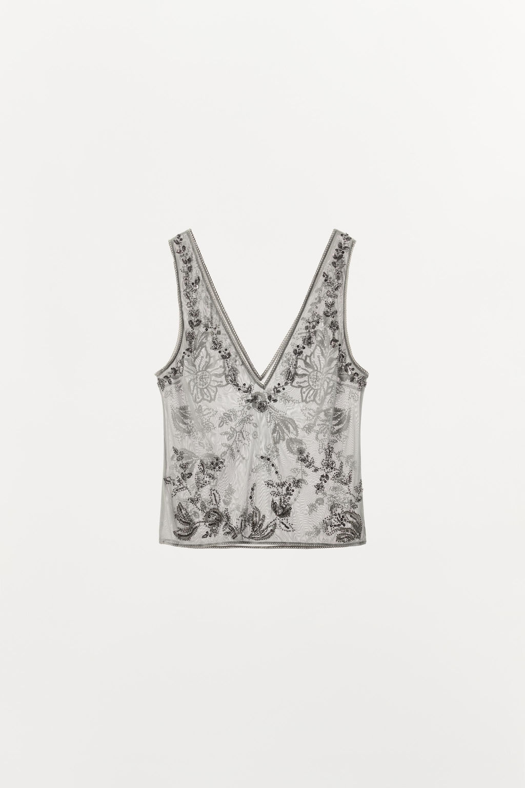 EMBROIDERED TULLE STRAPPY TOP - Zara фото 4