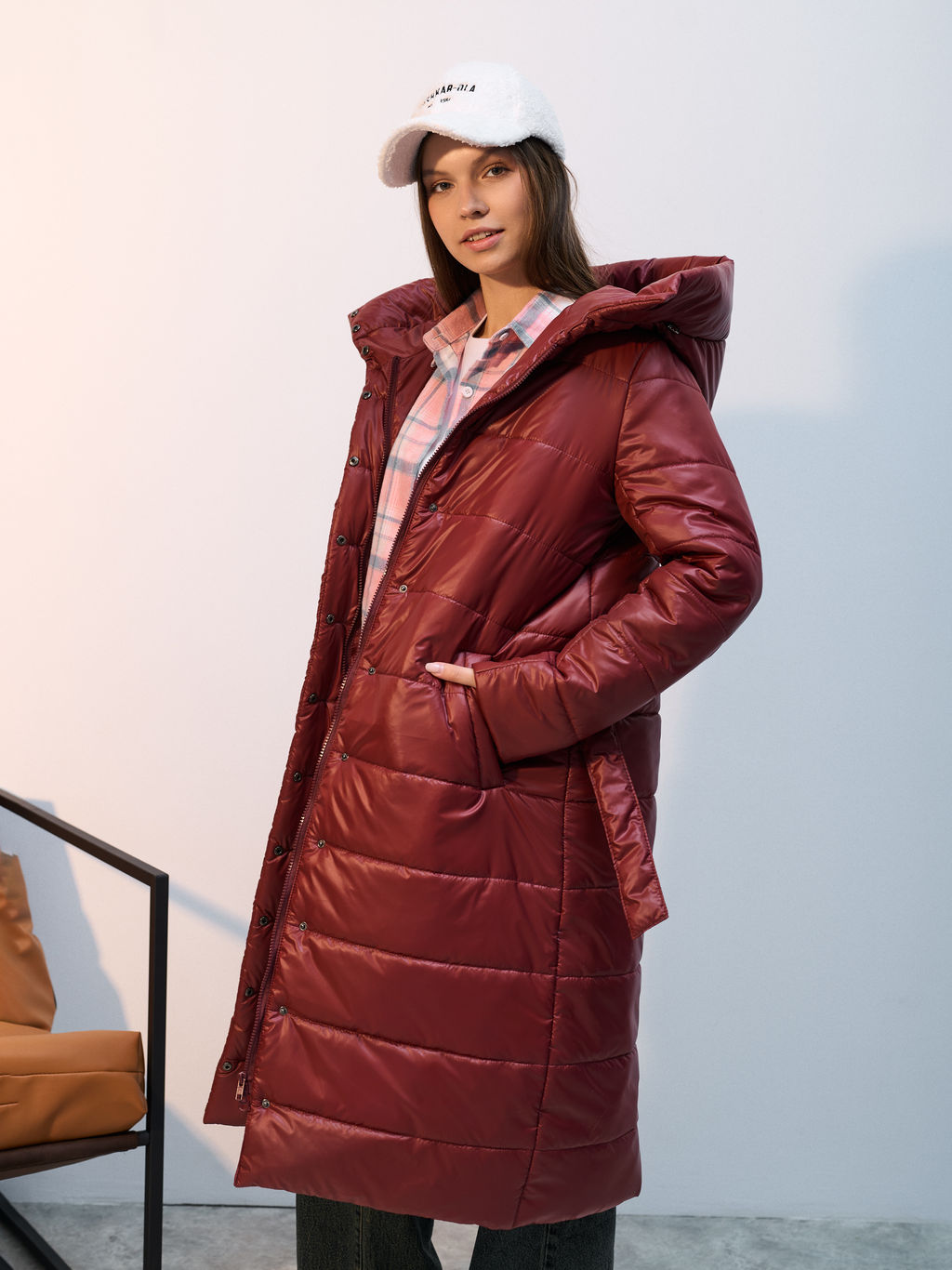 Пальто демисезонная "Анель" бордо