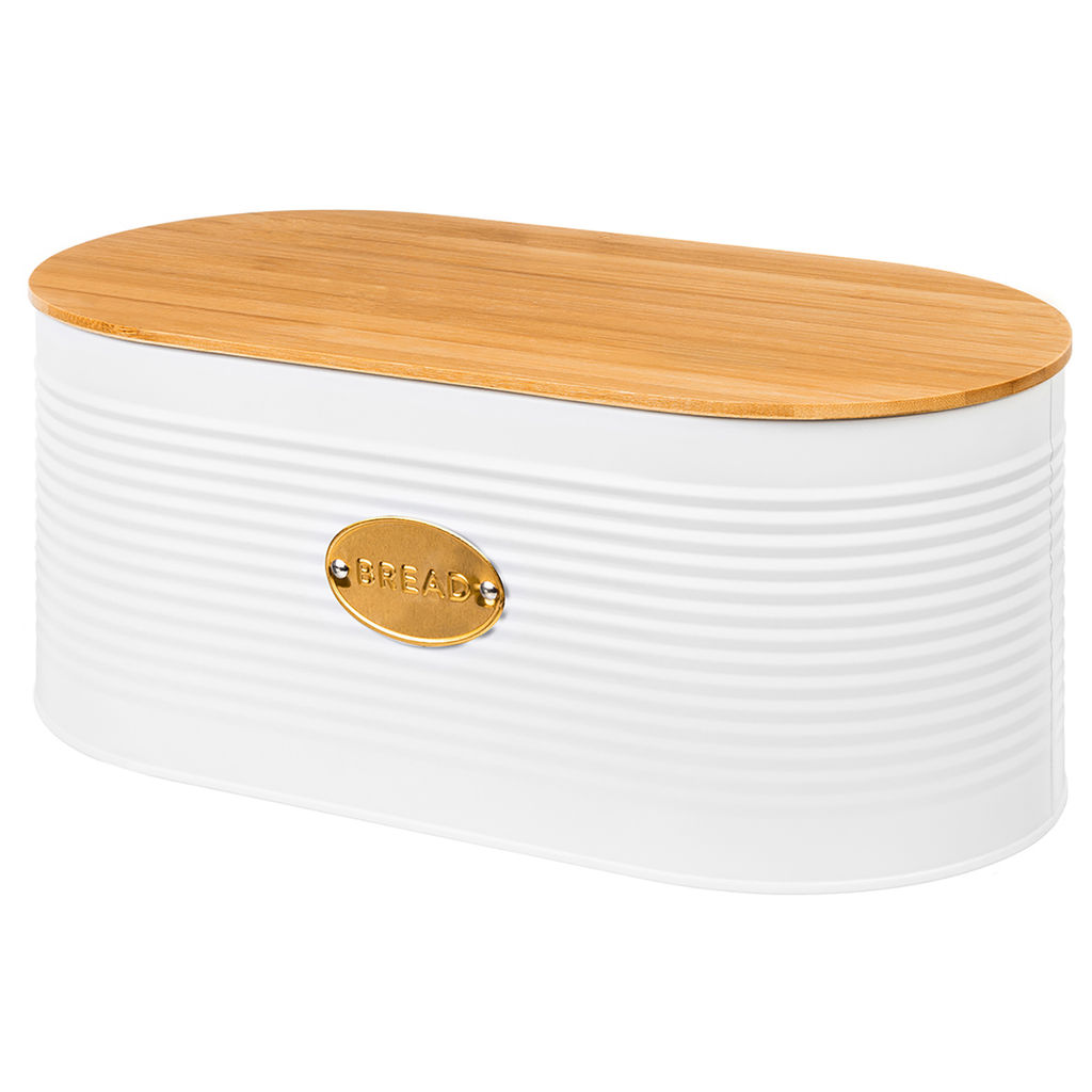 Хлебница 34*18*14 см "Белая" с бамбуковой крышкой
