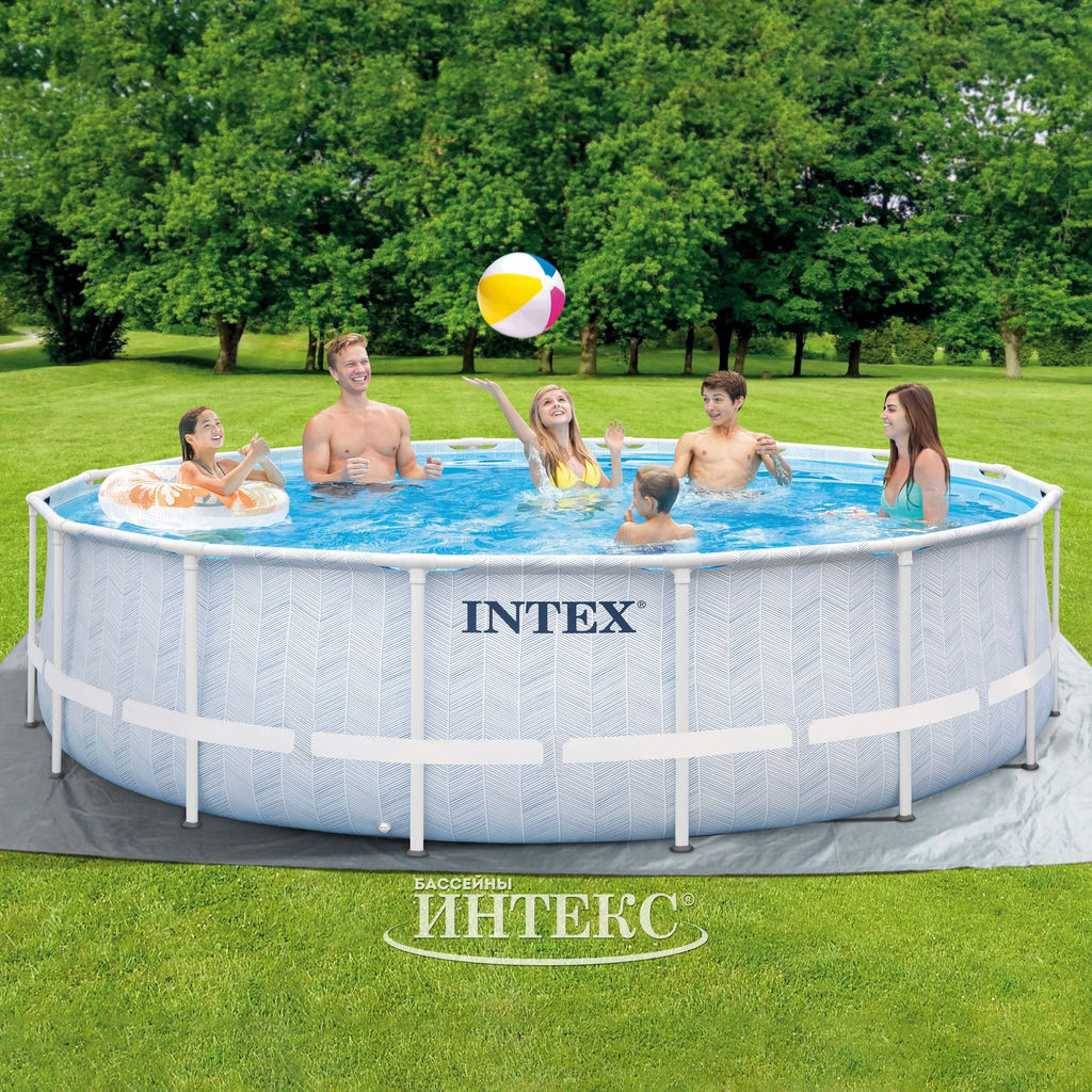 Бассейн Prism Frame 488x122 см (фильтр-насос, лестница, тент, подстилка) INTEX  фото 4