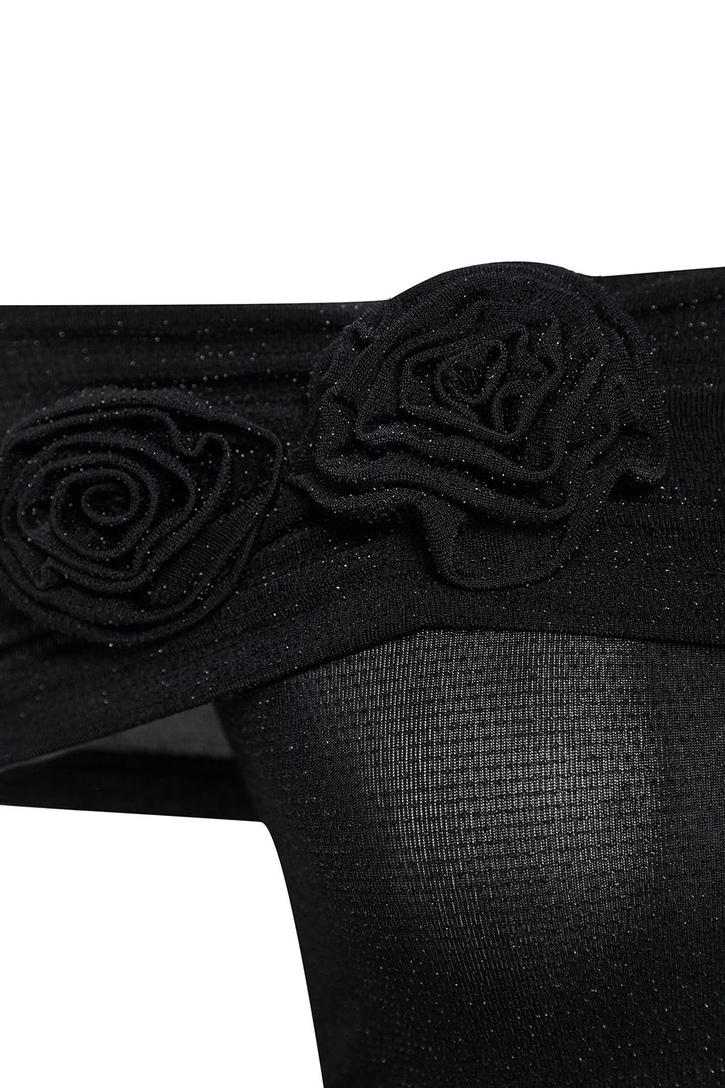 Trendyolmilla Siyah Gul Detayl? Par?lt?l? Simli Orme Bluz TPRSS25BZ00011 фото 7