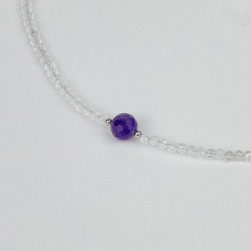 Колье из Горного Хрусталя и Аметиста 38 см +