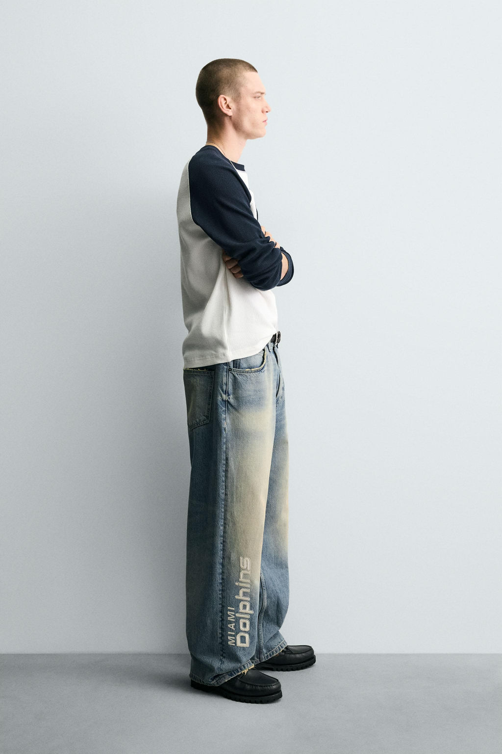 RELAXED FIT EMBROIDERED NFL MIAMI DOLPHINS JEANS - Zara фото 3