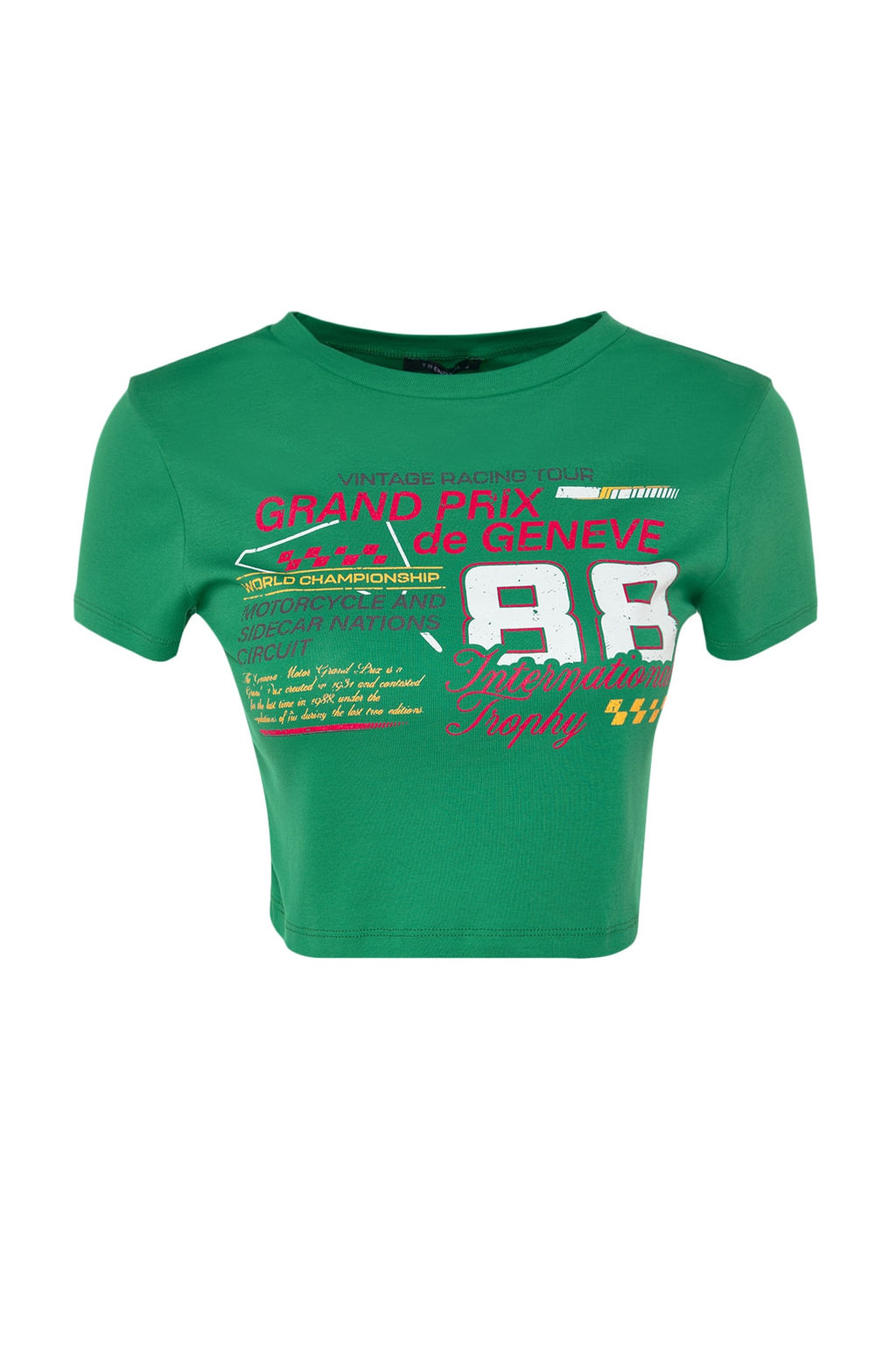 TRENDYOLMILLA Antrasit %100 Pamuk Slogan Bask?l? Fitted/Vucuda Oturan Crop Orme T-Shirt TWOSS23TS00319  фото 16