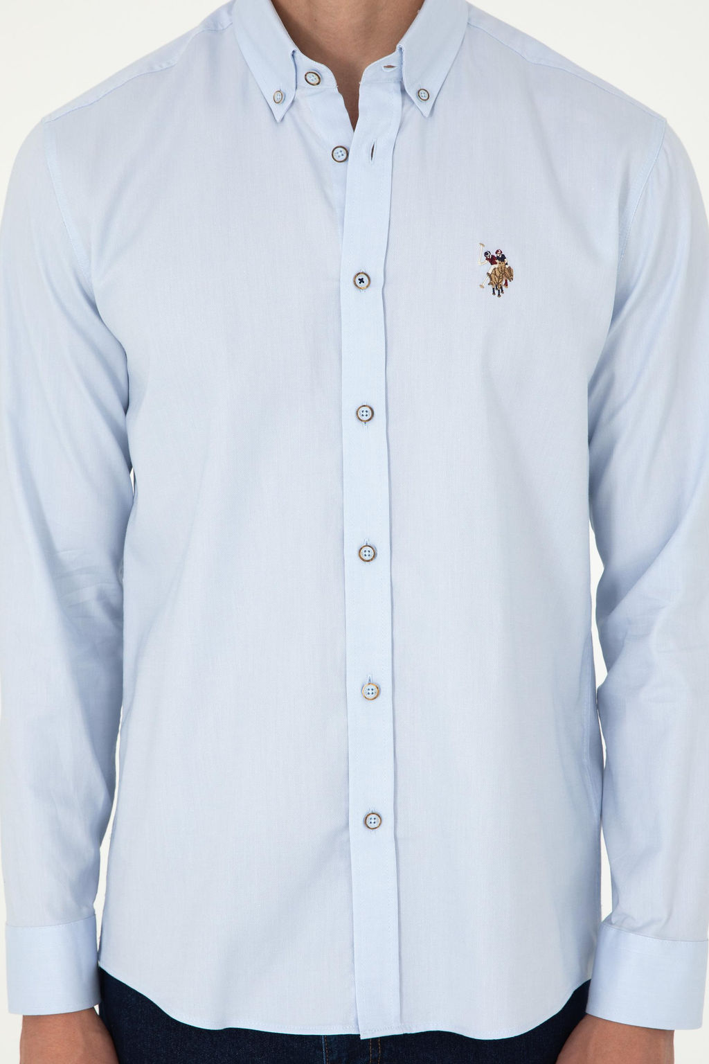 Мужская голубая базовая рубашка с длинным рукавом Неожиданная скидка в корзине - U.s. polo assn фото 6