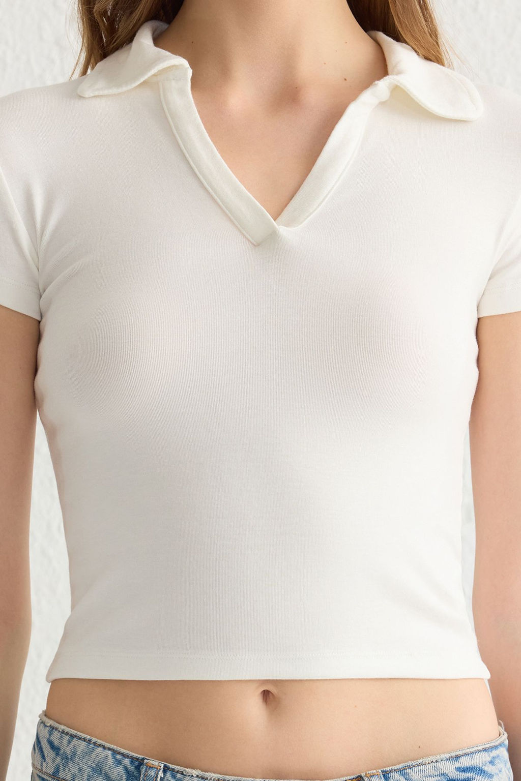 Trendyolmilla Siyah Duz Fitted/Vucuda Oturan Polo Yaka Orme Bluz TWOSS25BZ00003  фото 20