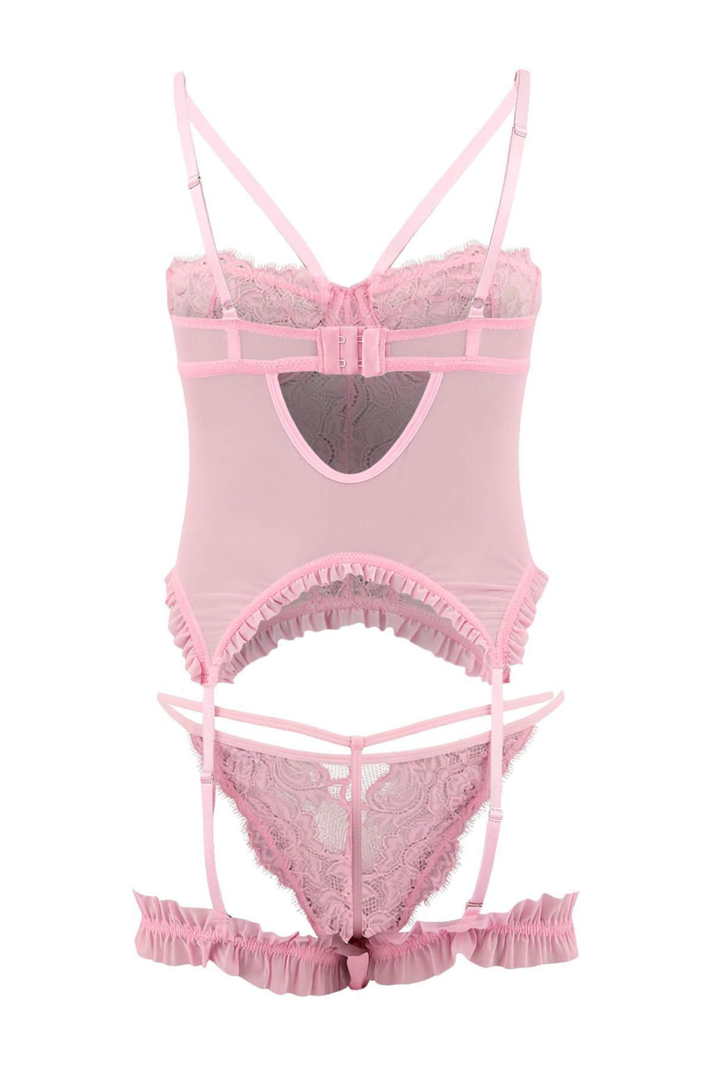 Pembe Tul/Dantel Kaps?z Jartiyer Ic Camas?r? Tak?m? THMSS26CC00001 - Trendyolmilla фото 3