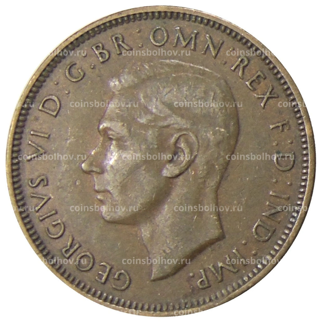 Монета 1/2 пенни 1938 года Австралия