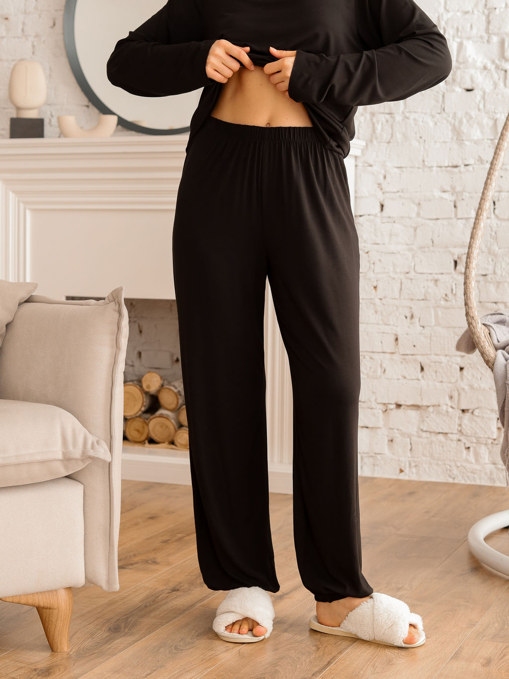 Костюм для дома BAMBUK с брюками, черный - Inzibe фото 2