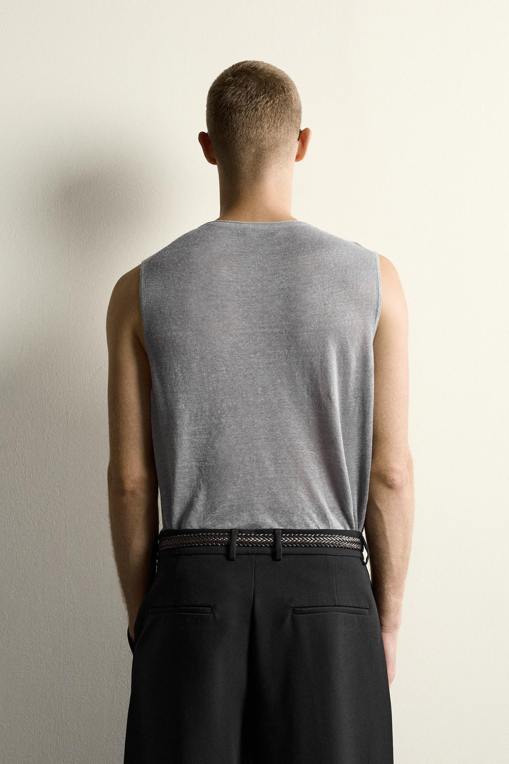 CAMISETA TANK PUNTO 100% LINO / Gris - Zara фото 3