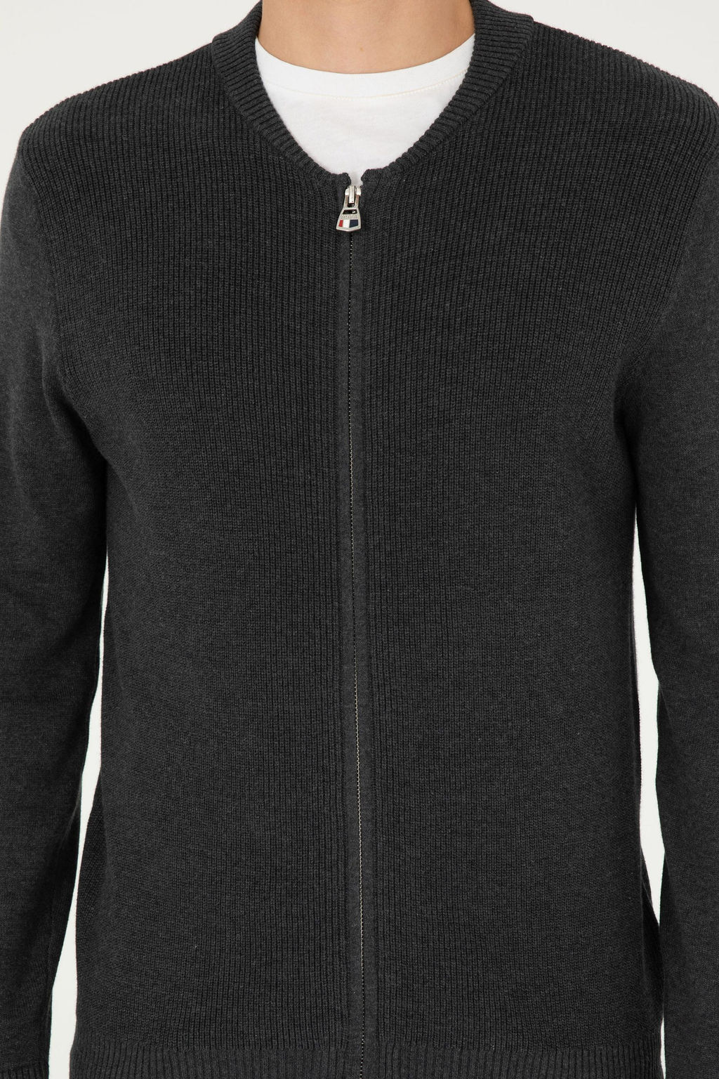 Мужской базовый трикотажный кардиган антрацитового меланжа - U.s. polo assn фото 6