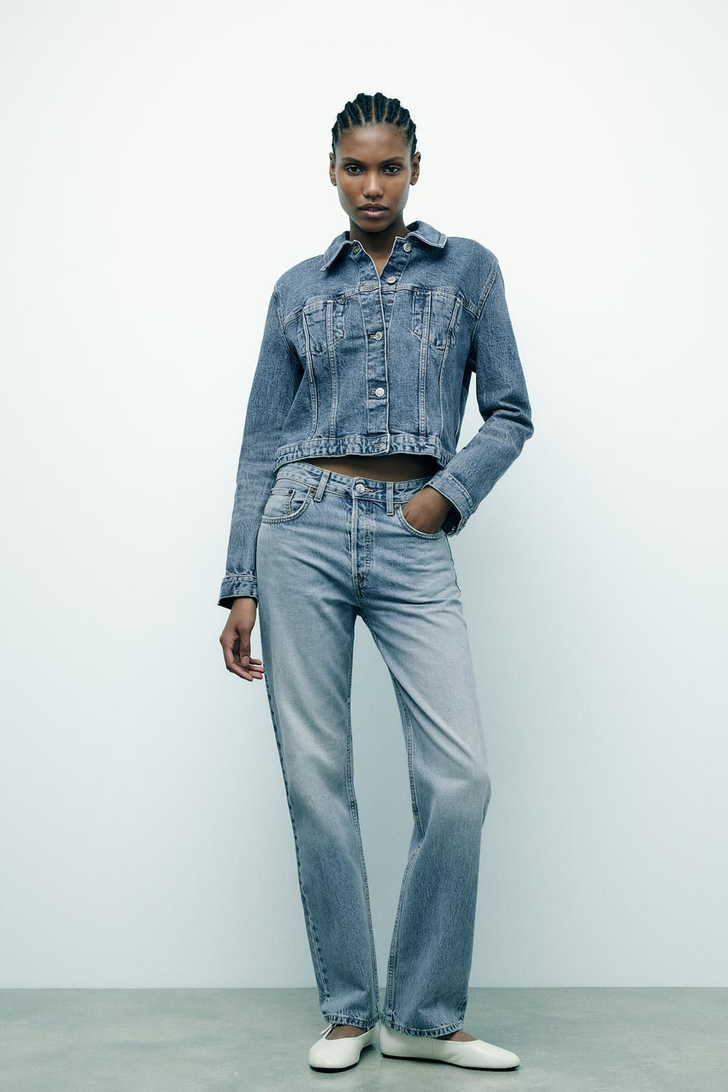 TRF STRAIGHT-LEG MID-RISE JEANS - Zara фото 10