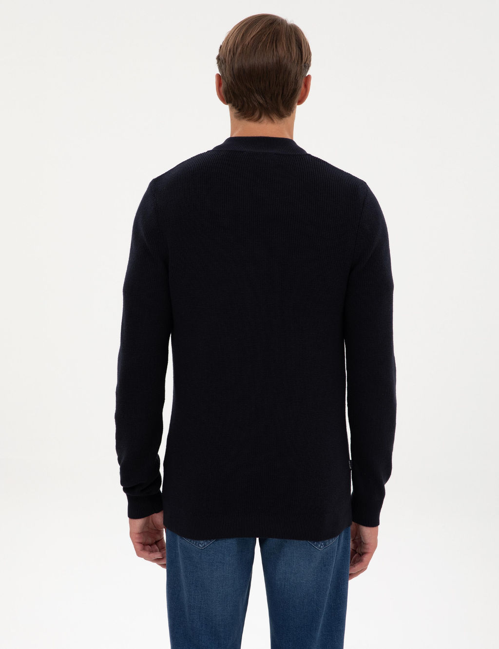 Lacivert Slim Fit Dik Yaka Fermuarl_ Triko Kazak - Pierre cardin фото 5
