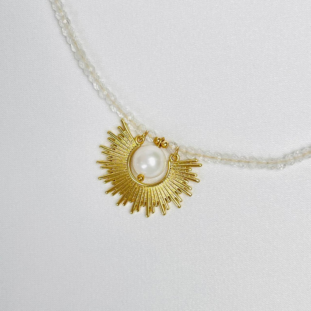 Колье из Горного Хрусталя и Жемчуга