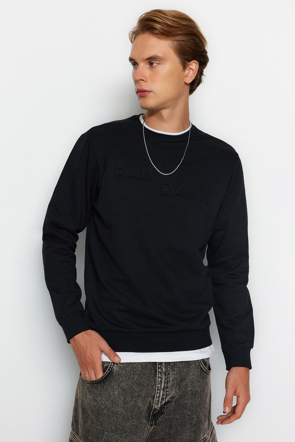 TRENDYOL MAN Haki Regular/Normal Kesim Yaz? Kabartma Bask?l? Sweatshirt TMNAW22SW1295 - Trendyolmilla фото 2