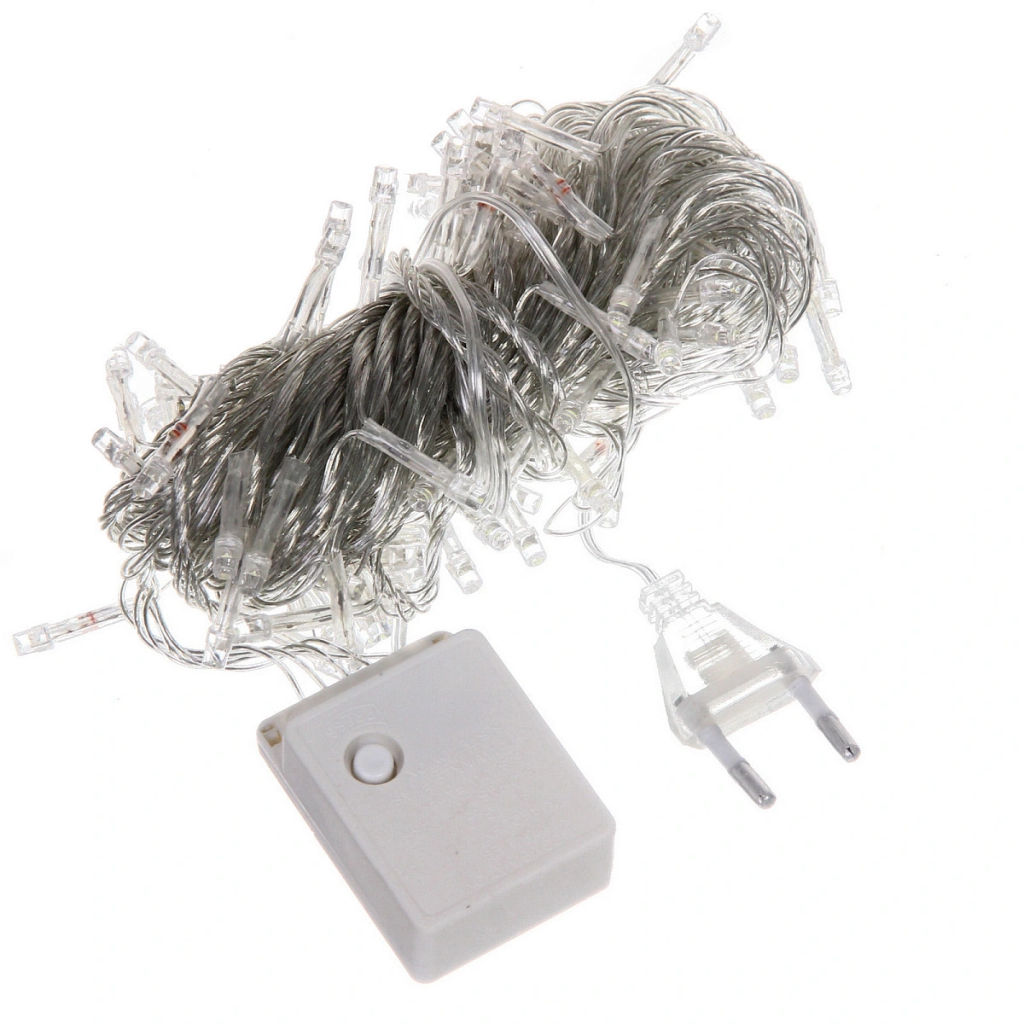 Цена за 2 шт. Гирлянда для дома 2,5м 24 лампы LED прозрач.пров.,8 реж, IP-20, Мультицвет