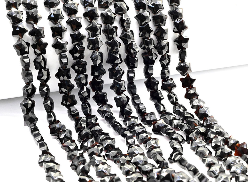 Бусины для рукоделия Звезды из обсидиана 8*8мм с гранями, 37см, 50 бусин Радуга камня
