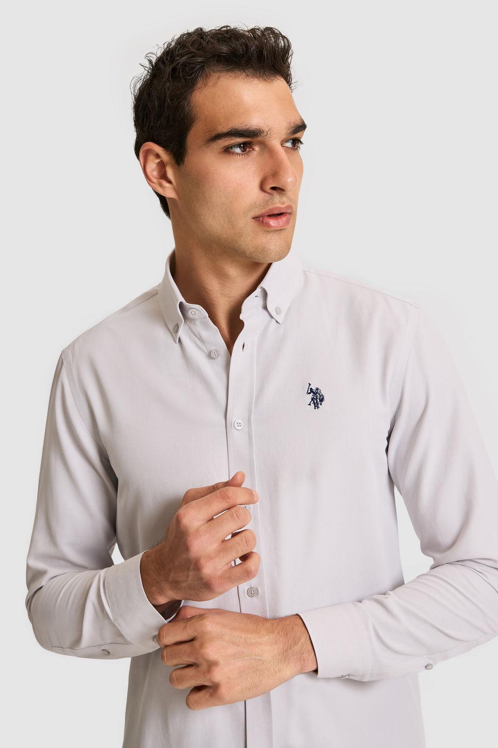 Erkek A__k Gri Uzun Kollu Basic G_mlek - U.s. polo assn фото 2