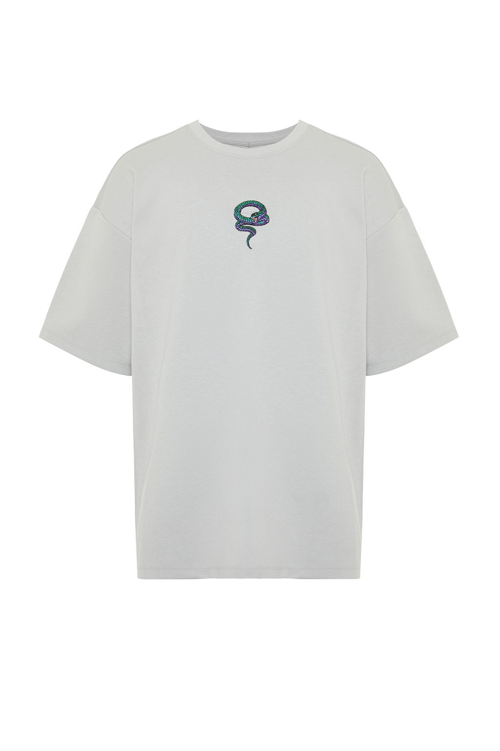 TRENDYOL MAN Premium Gri Oversize Y?lan Nak?sl? Kal?n Premium T-Shirt TMNSS24TS00018 - Trendyolmilla фото 6