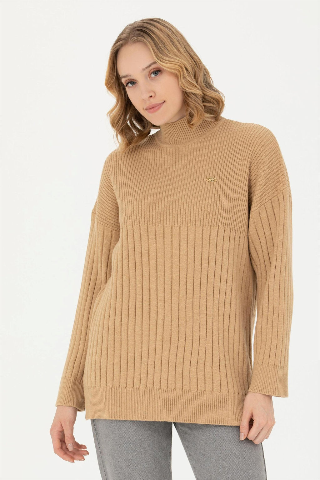 Женский свитер песочного меланжа - U.s. polo assn фото 3