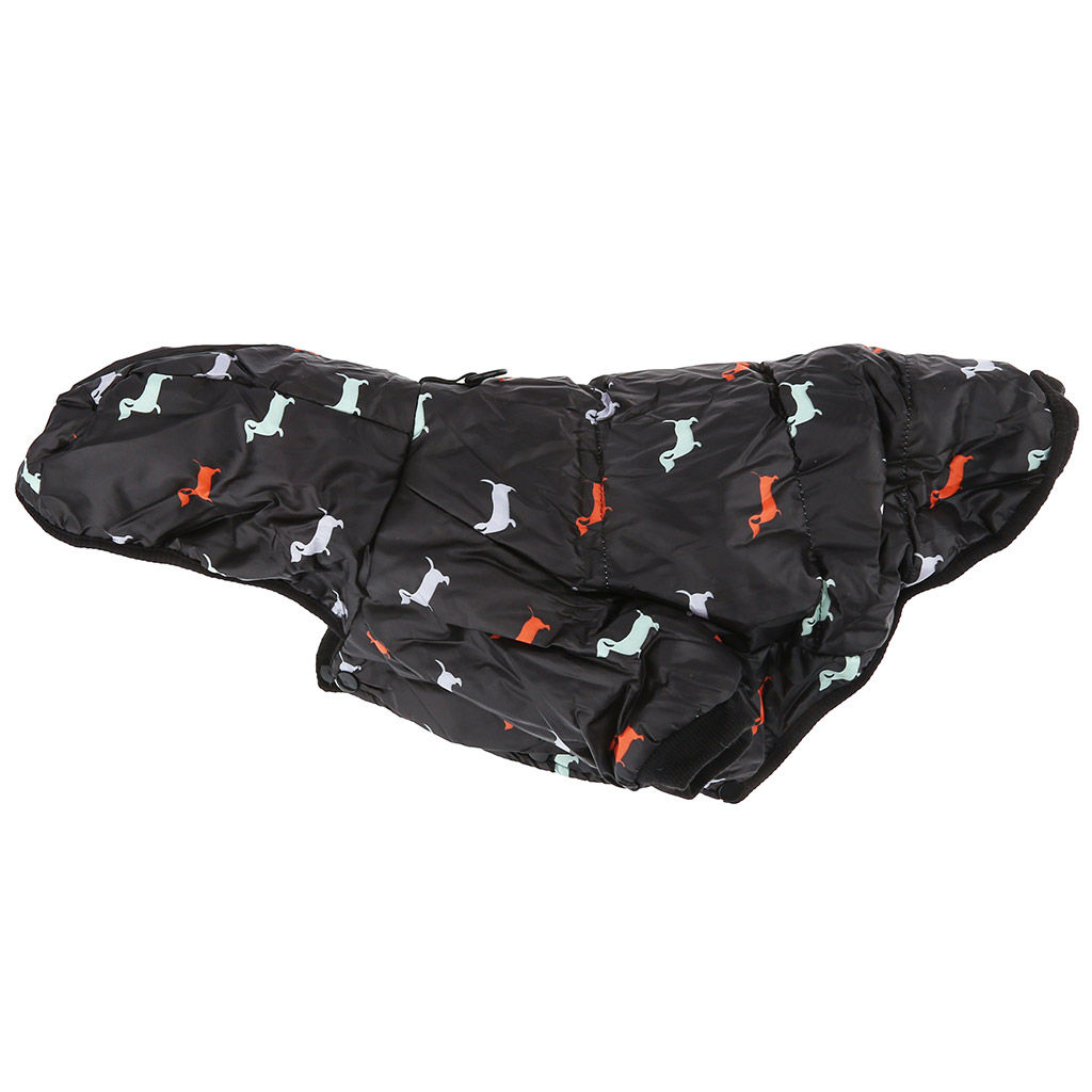 Пэт тойс (Pet toys) Одежда для собаки Куртка с капюшоном, с метал. кольцом, с принтом, на кнопках, р-р 2XL, длина спинки 38см/обхват груди 46см/обхват шеи 34см, цвет-черный, плащевка/синтепон/флис (100% полиэстер) (Китай) - Домашняя мода фото 7