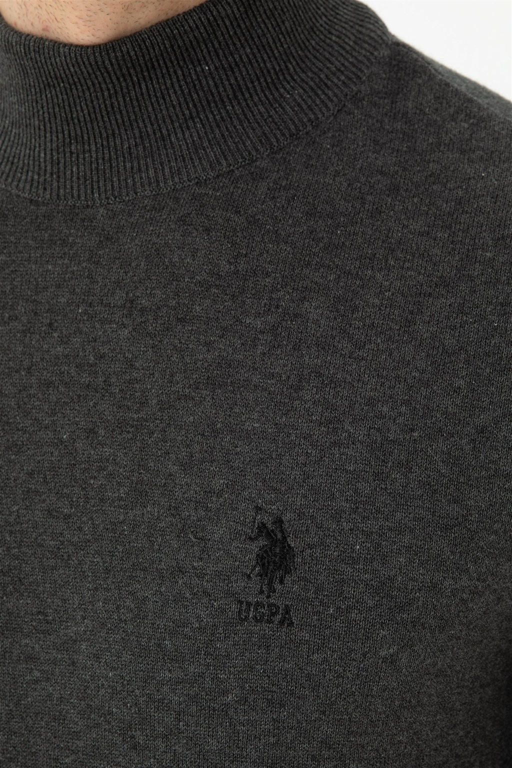 U. S. Polo Assn Мужской базовый свитер антрацитового меланжа - U.s. polo assn фото 7